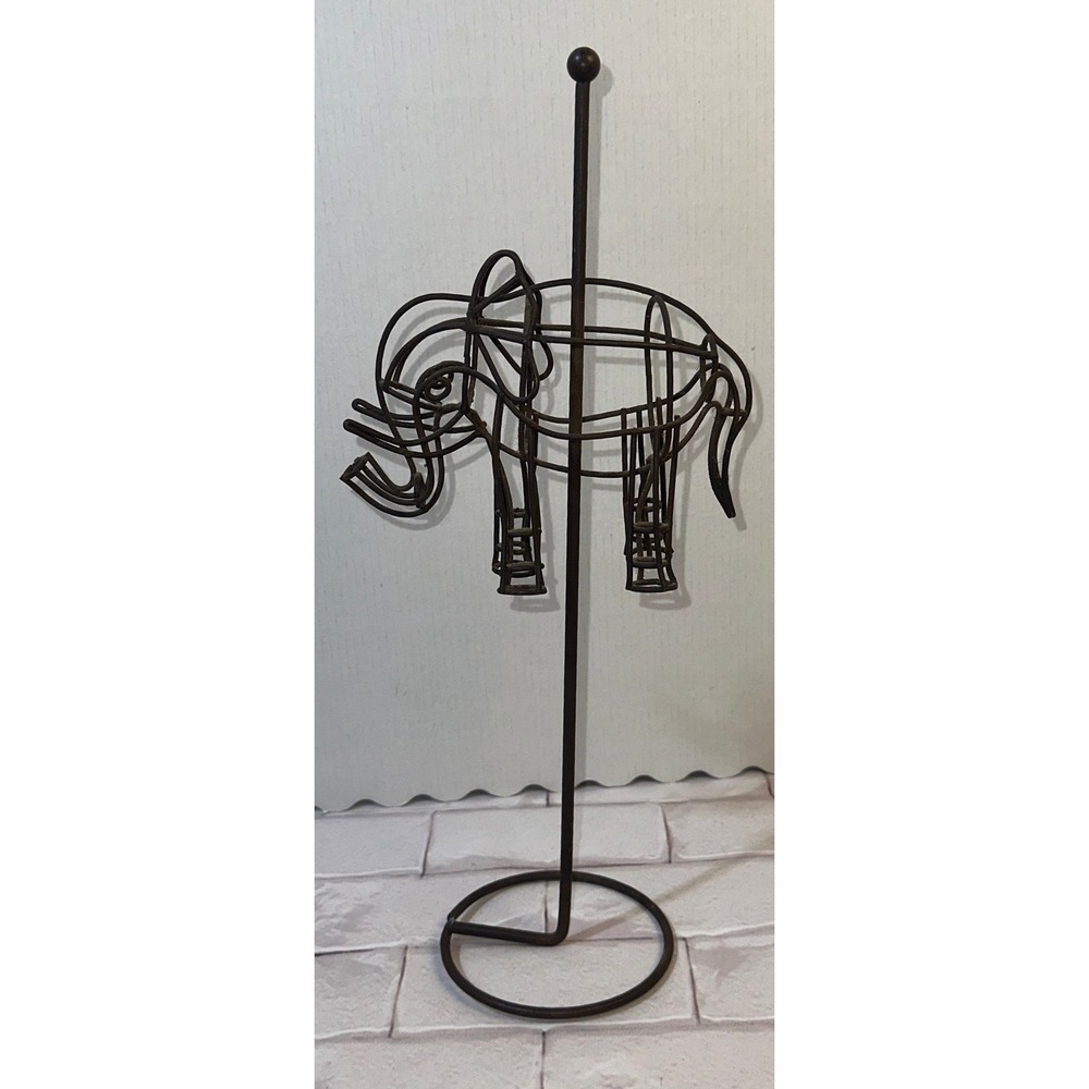 Vintage Elephant Decor Rustic Brown Metal Wire‎ Stand
